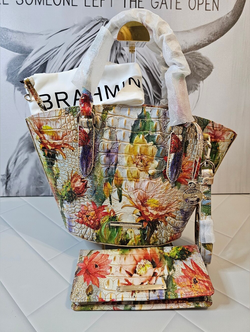 NWT Brahmin Jenny Succulent Bloom + Ady Wallet Set